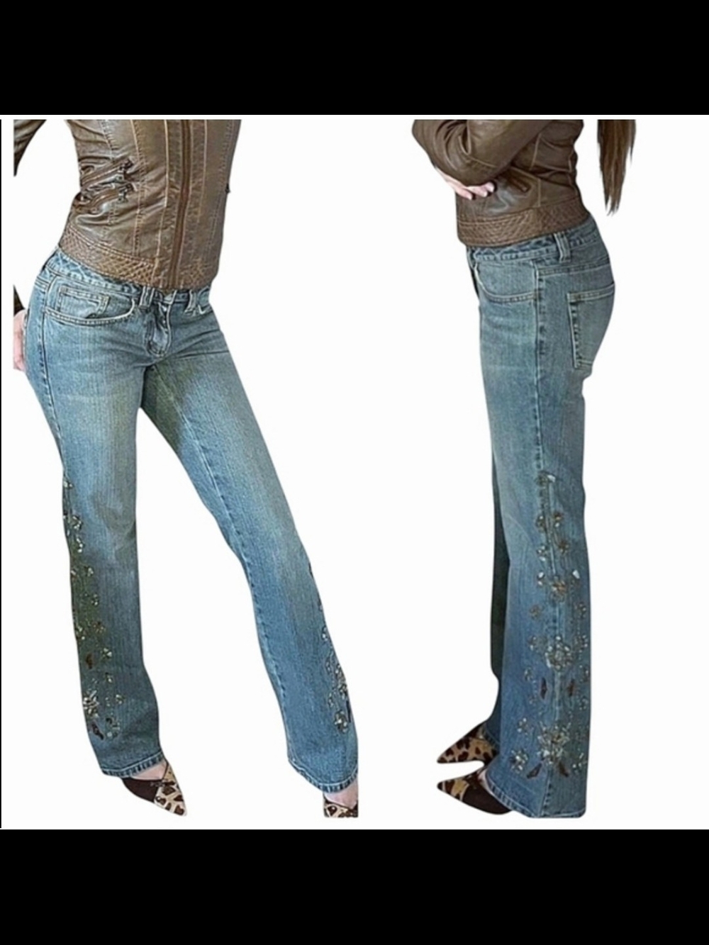 VTG 90's INC International Concepts Embellished Bootcut Jeans Sz 12P